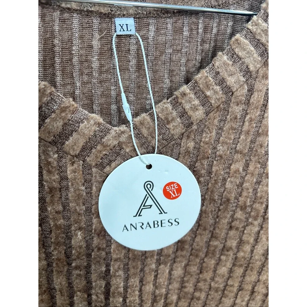 ANRABESS Sweater Dress Women's Size‎ XL V-neck Long Sleeve Brown Color - Picture 4 of 9